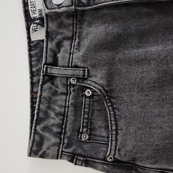 Velvet Heart Women's Effie Denim Midi Skirt Stretch Front Split Frayed Hem Sz 26 - Picture 7 of 16